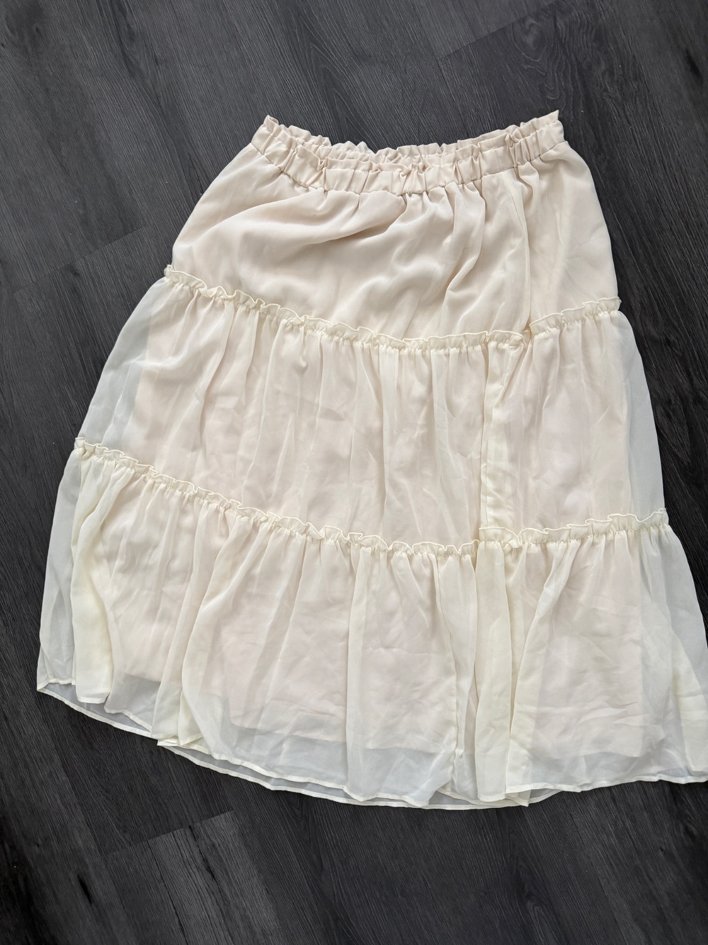 SHEIN Cream Tiered Chiffon Midi Skirt